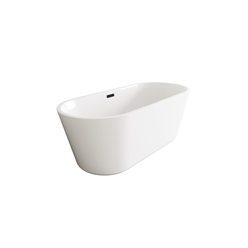 65 inch Soaking Bathtub in Glossy White with Matte Black Trim. Picture 4