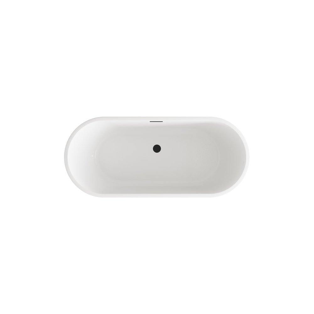 65 inch Soaking Bathtub in Glossy White with Matte Black Trim. Picture 5