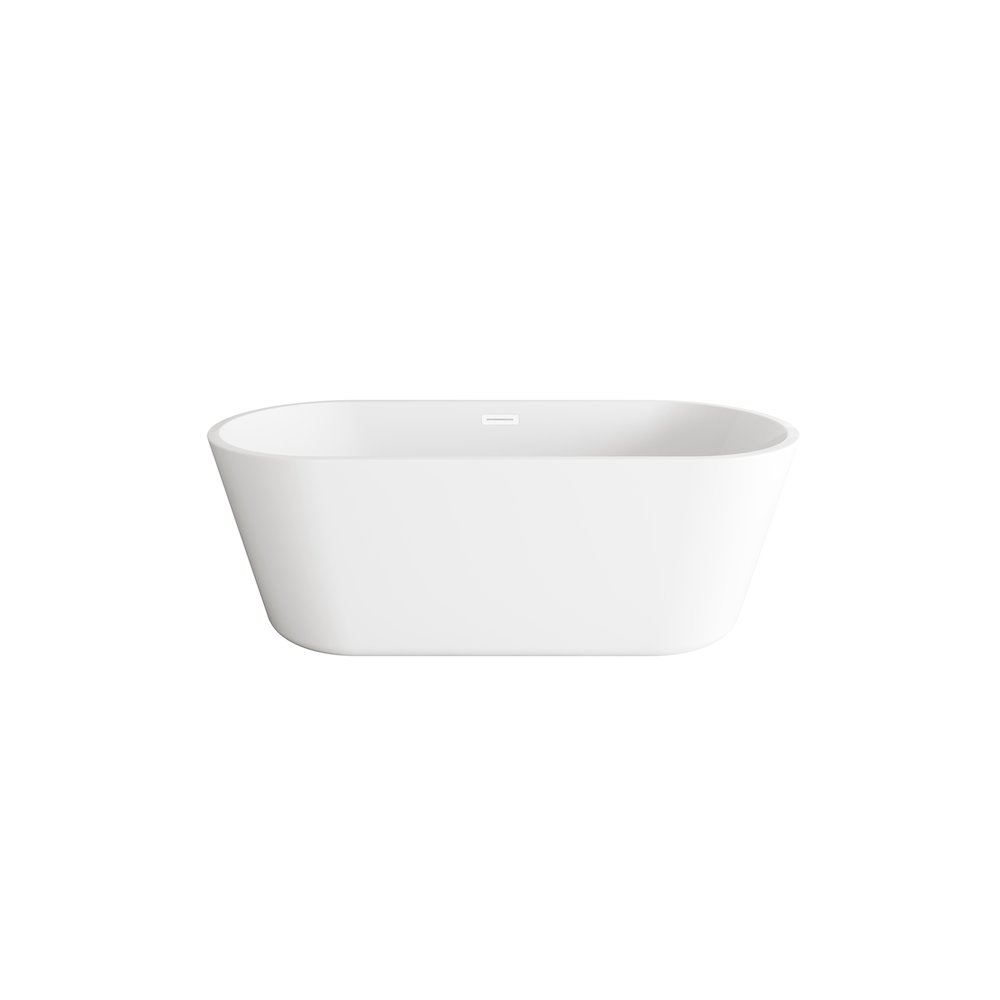 65 inch Soaking Bathtub in Glossy White with Polished White Trim. Picture 1