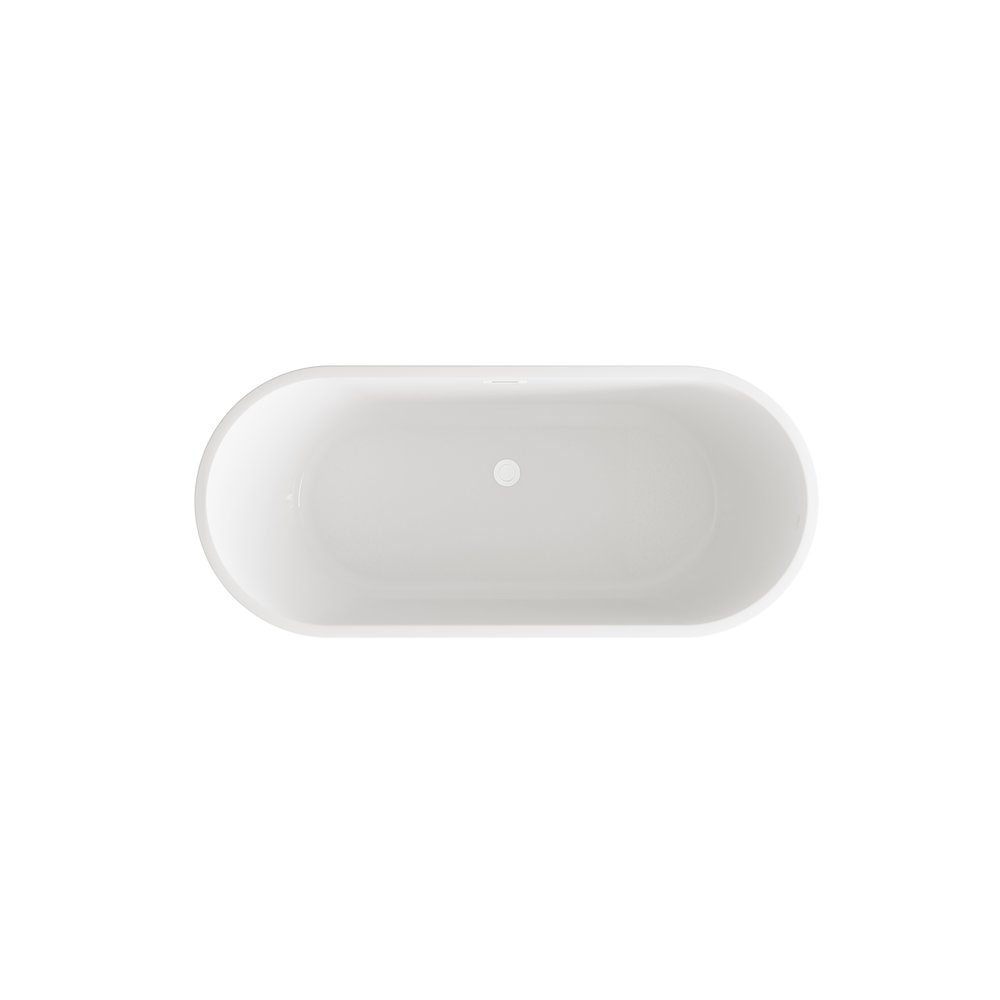 65 inch Soaking Bathtub in Glossy White with Polished White Trim. Picture 5