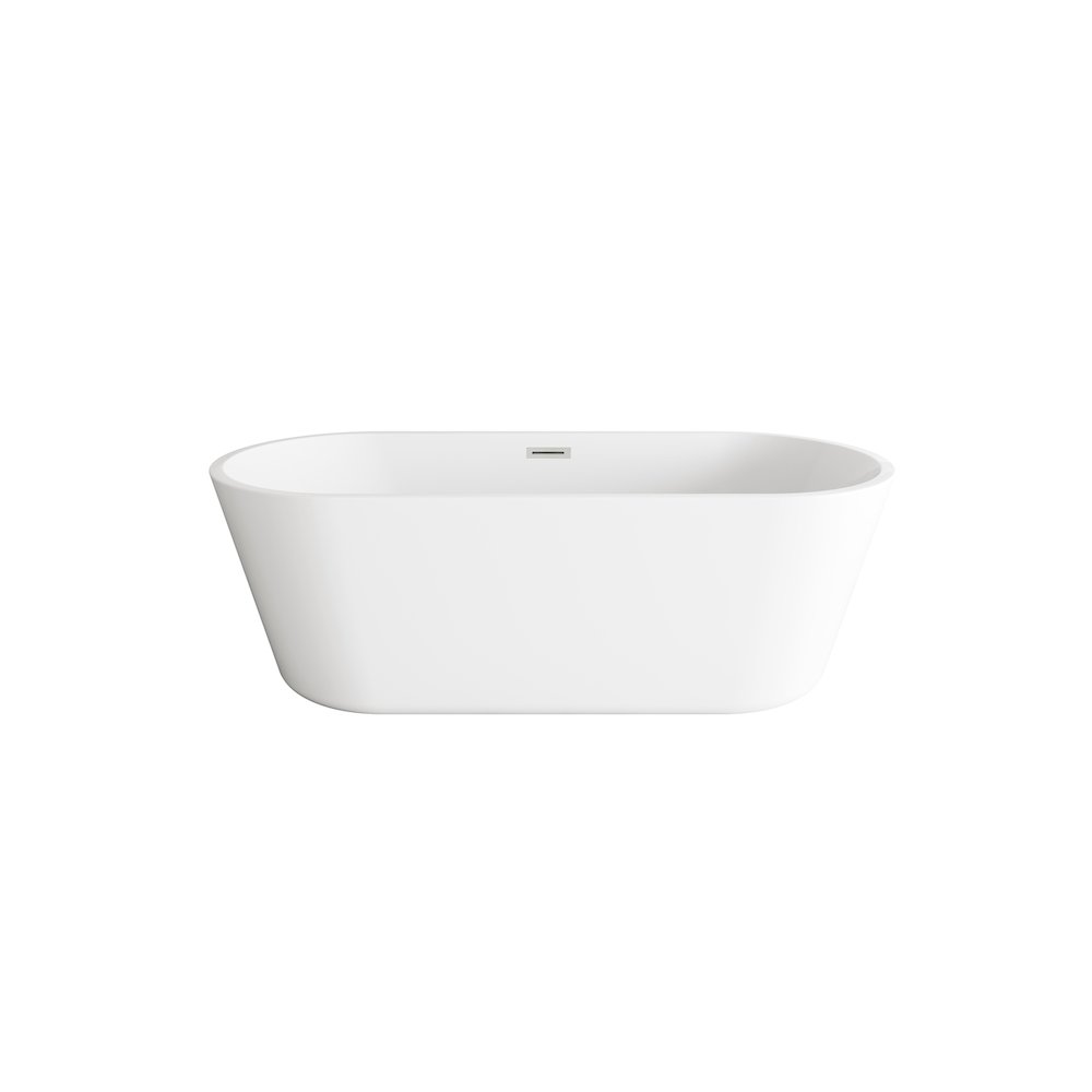 71 inch Soaking Bathtub in Glossy White with Brushed Nickel Trim. Picture 1