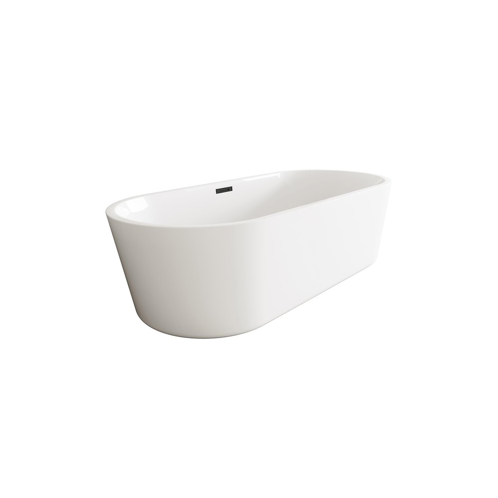 71 inch Soaking Bathtub in Glossy White with Matte Black Trim. Picture 4