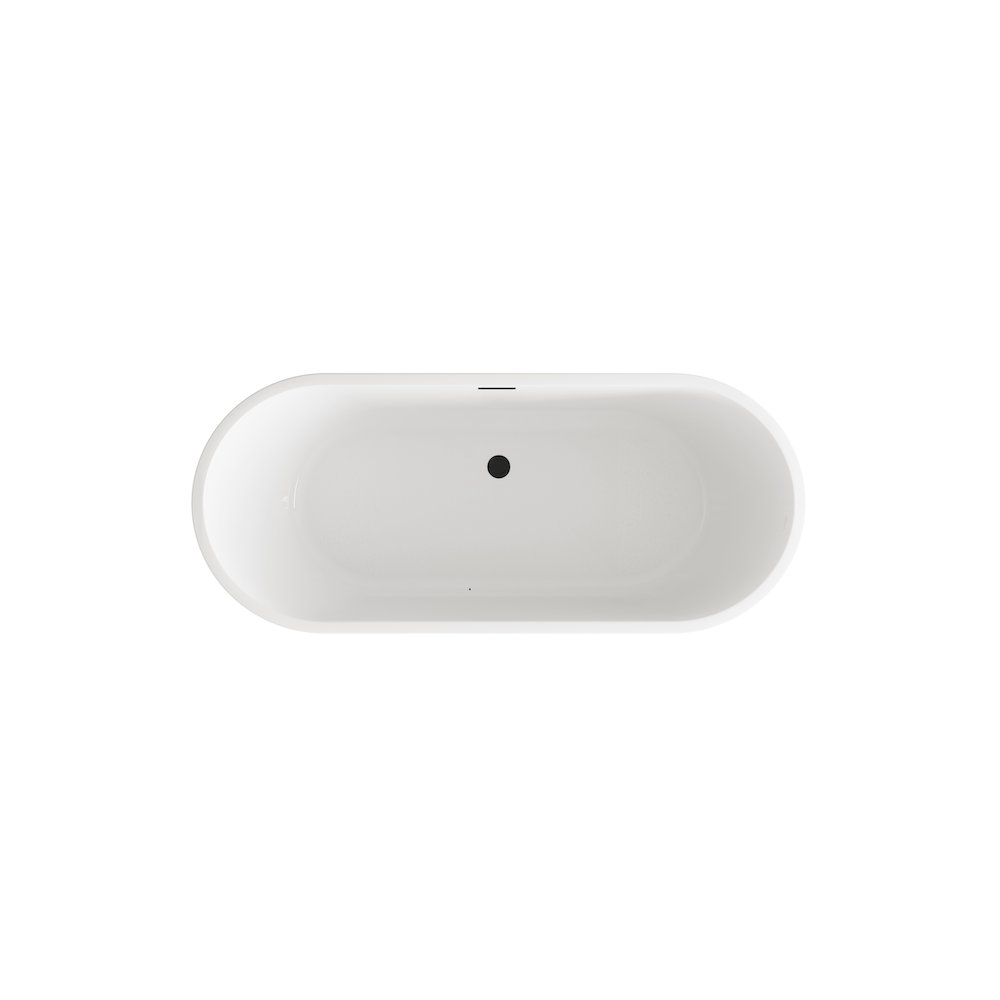 71 inch Soaking Bathtub in Glossy White with Matte Black Trim. Picture 5