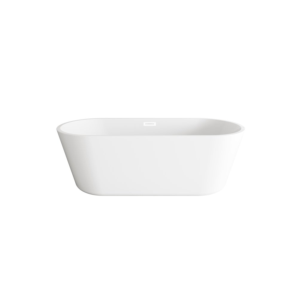 71 inch Soaking Bathtub in Glossy White with Polished White Trim. Picture 1