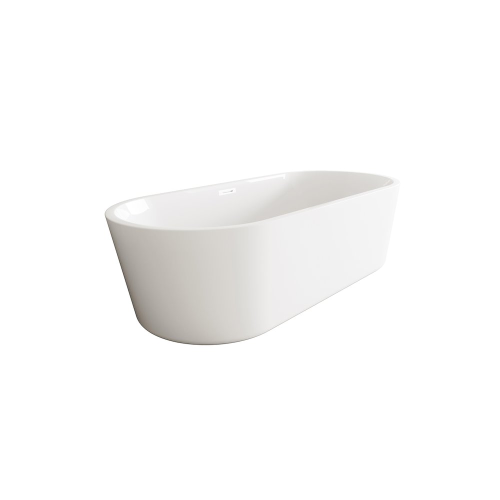 71 inch Soaking Bathtub in Glossy White with Polished White Trim. Picture 4