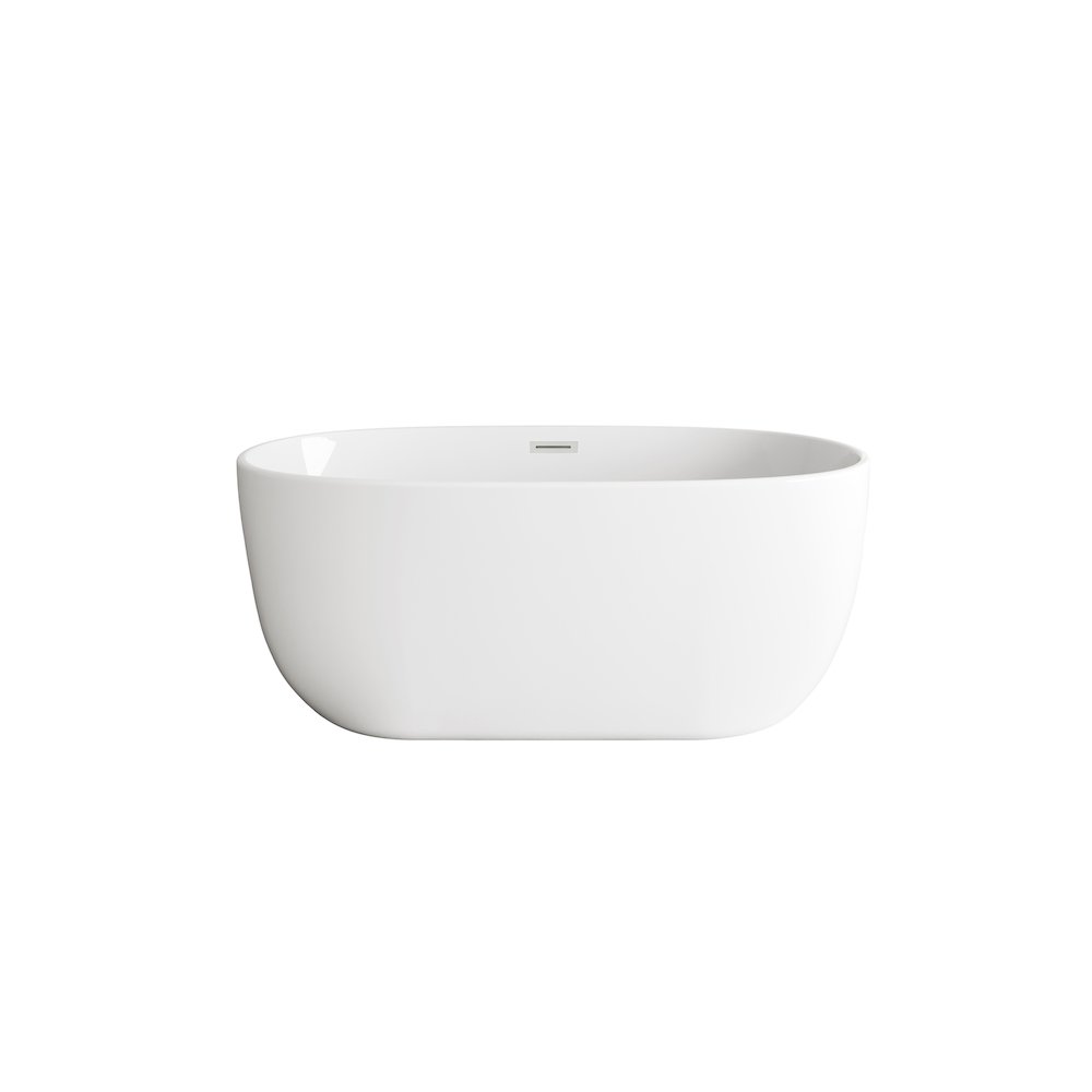 54 inch Soaking Bathtub in Glossy White with Brushed Nickel Trim. Picture 1