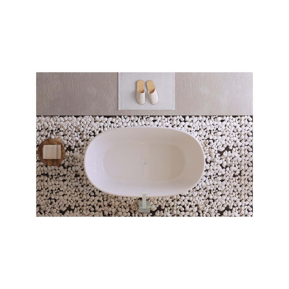 54 inch Soaking Bathtub in Glossy White with Brushed Nickel Trim. Picture 4