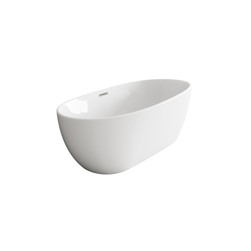 54 inch Soaking Bathtub in Glossy White with Brushed Nickel Trim. Picture 5