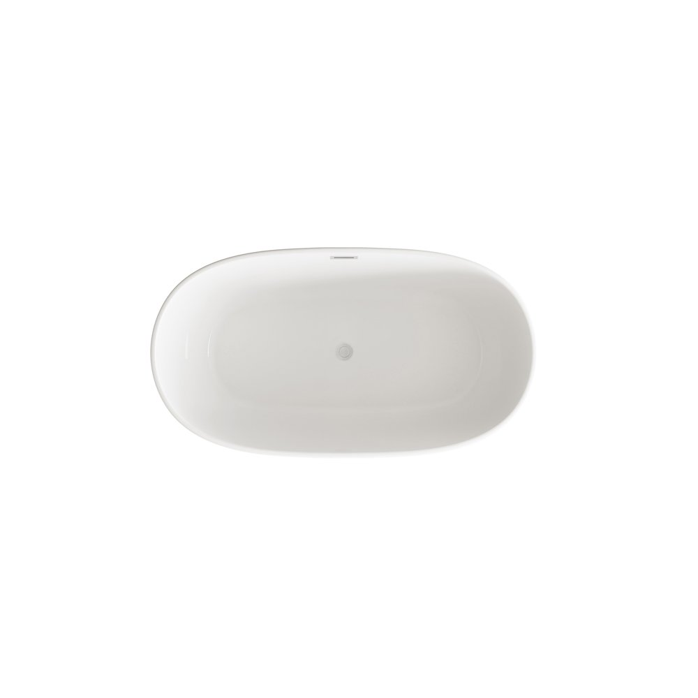 54 inch Soaking Bathtub in Glossy White with Brushed Nickel Trim. Picture 6