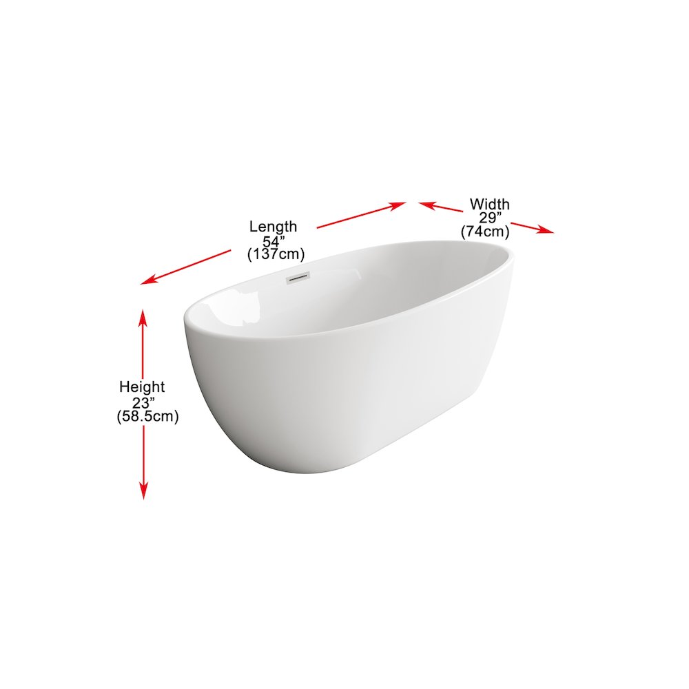 54 inch Soaking Bathtub in Glossy White with Brushed Nickel Trim. Picture 8