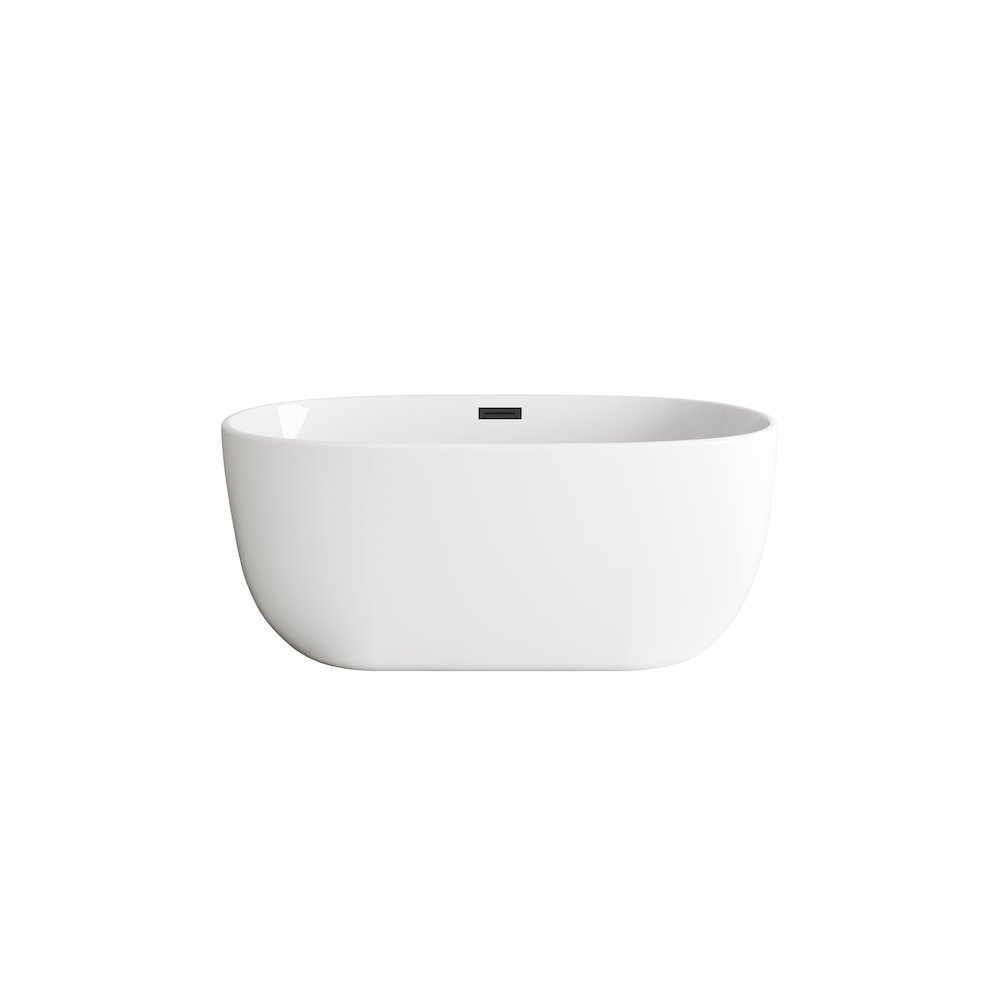 54 inch Soaking Bathtub in Glossy White with Matte Black Trim. Picture 1