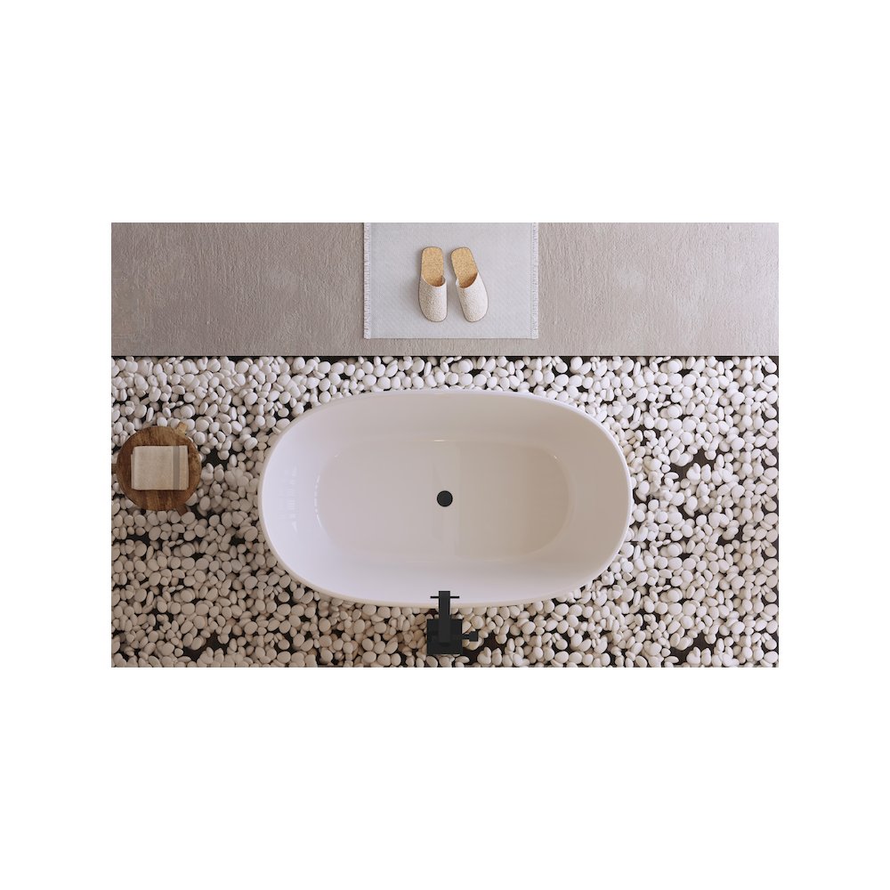 54 inch Soaking Bathtub in Glossy White with Matte Black Trim. Picture 4