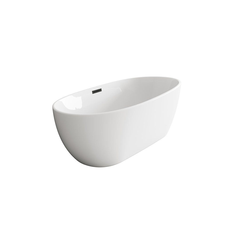 54 inch Soaking Bathtub in Glossy White with Matte Black Trim. Picture 5