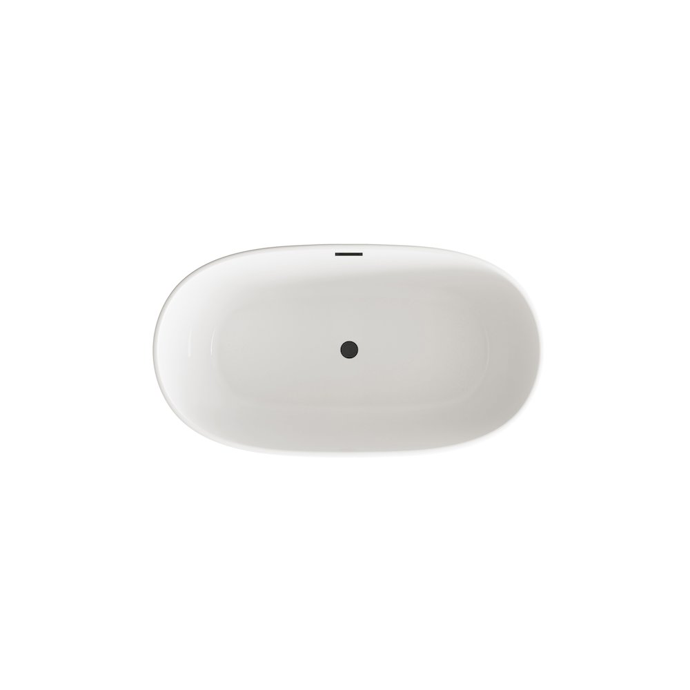 54 inch Soaking Bathtub in Glossy White with Matte Black Trim. Picture 6