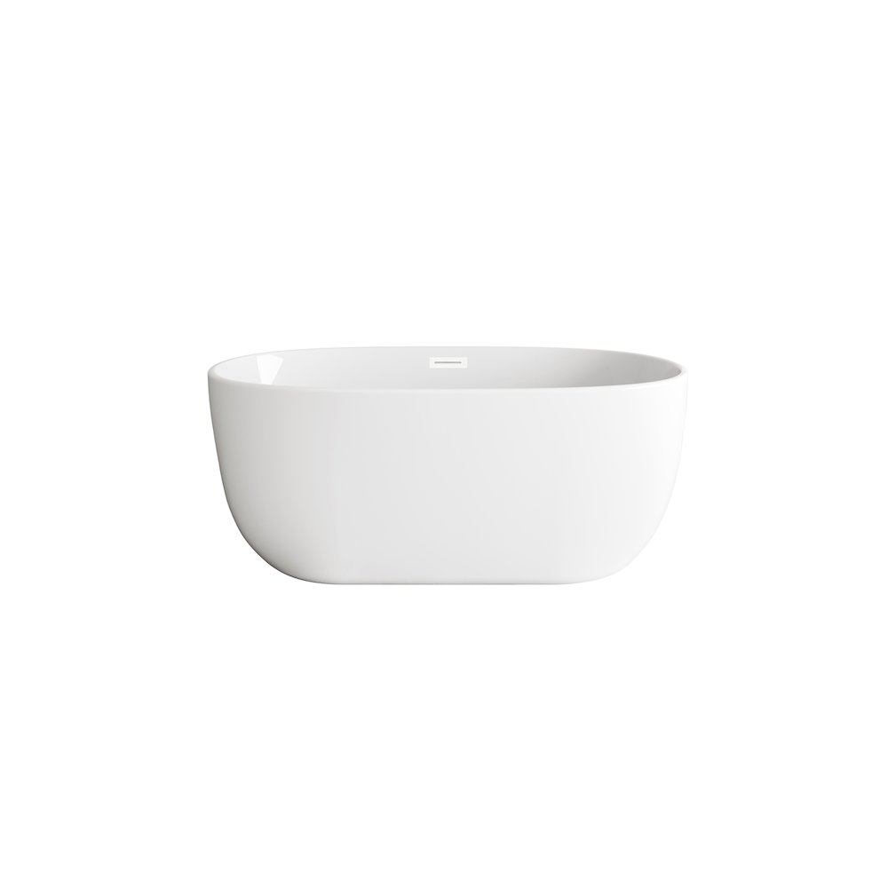 54 inch Soaking Bathtub in Glossy White with Polished White Trim. Picture 1