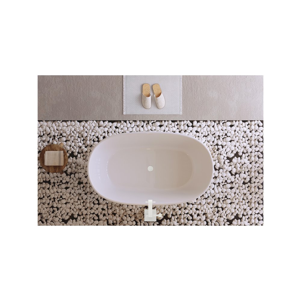 54 inch Soaking Bathtub in Glossy White with Polished White Trim. Picture 4