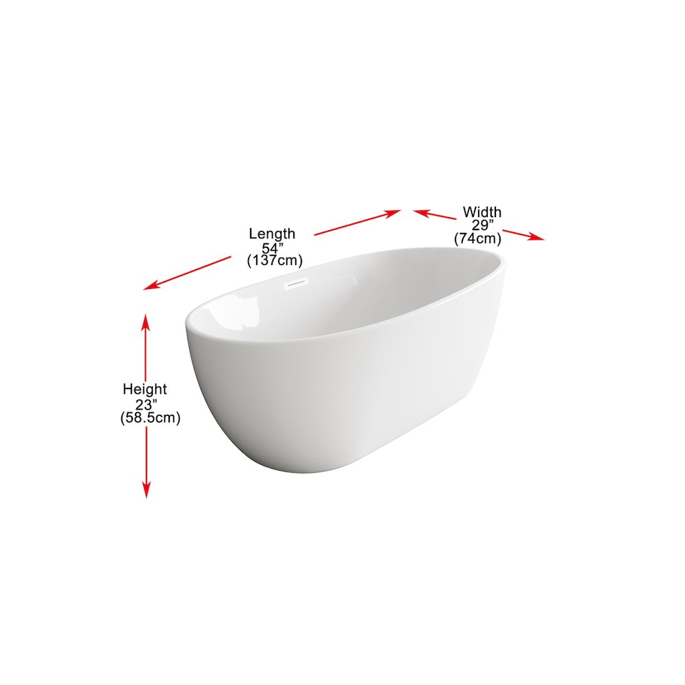 54 inch Soaking Bathtub in Glossy White with Polished White Trim. Picture 8