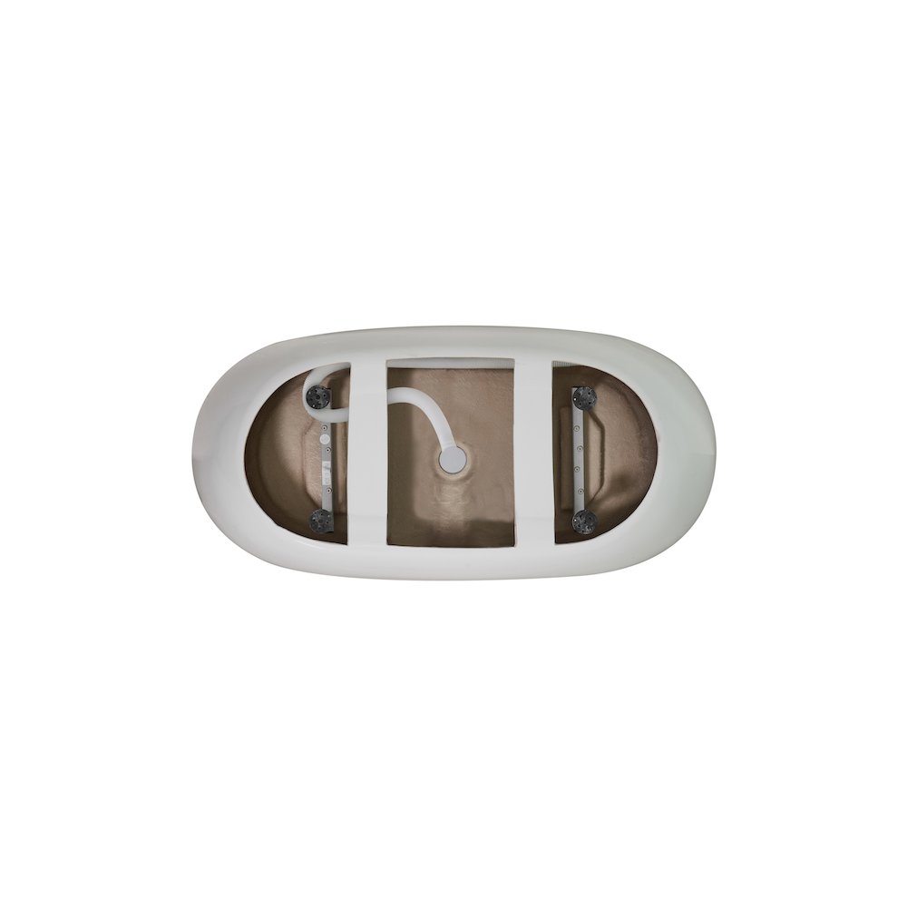 59 inch Soaking Bathtub in Glossy White with Brushed Gold Trim. Picture 7
