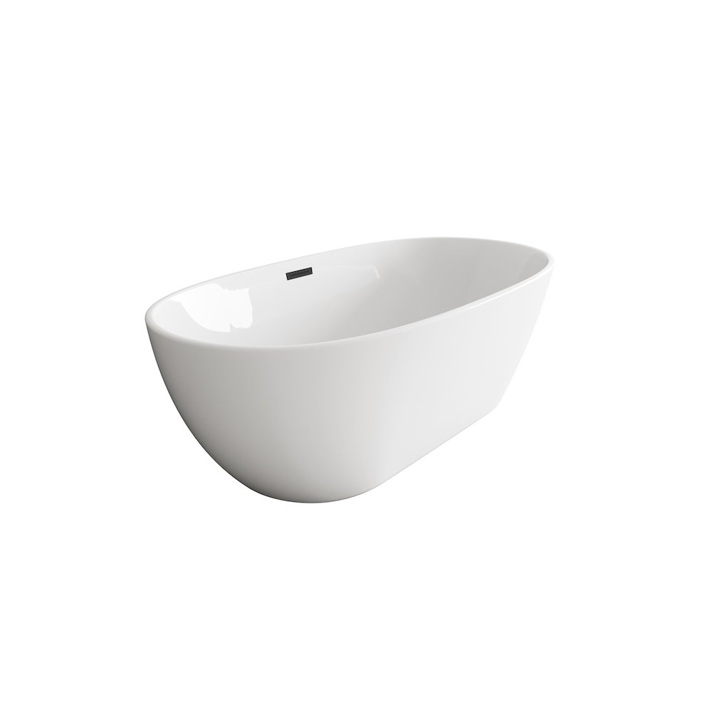 59 inch Soaking Bathtub in Glossy White with Matte Black Trim. Picture 5