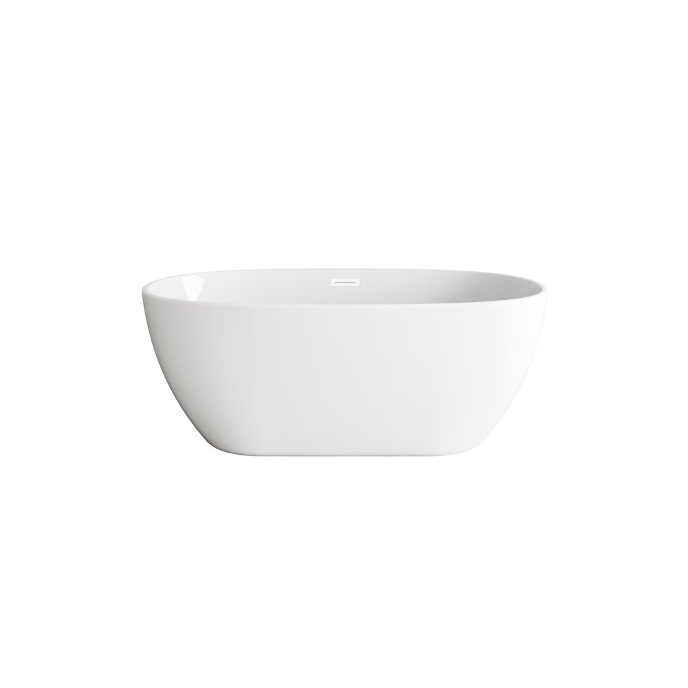 59 inch Soaking Bathtub in Glossy White with Polished White Trim. Picture 1
