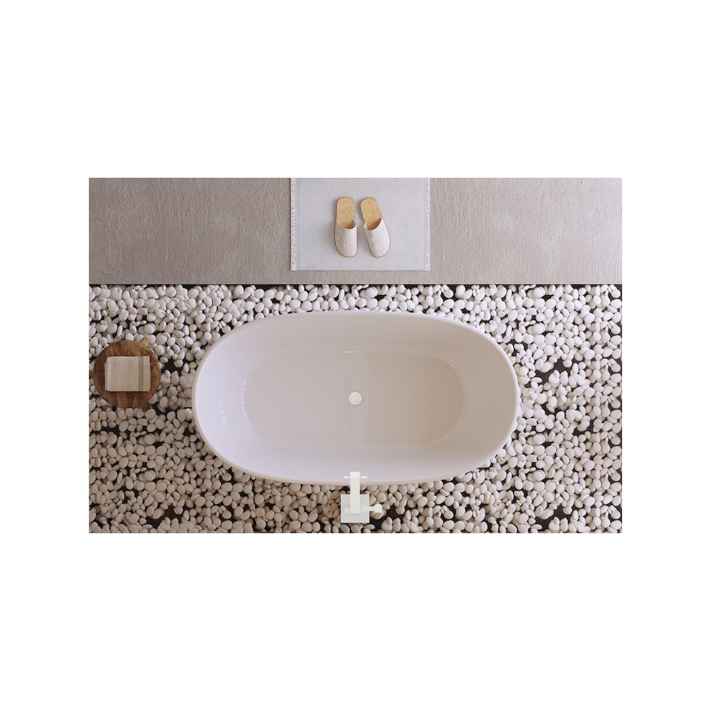 59 inch Soaking Bathtub in Glossy White with Polished White Trim. Picture 4