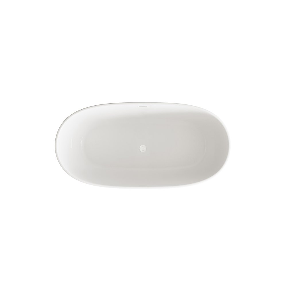 59 inch Soaking Bathtub in Glossy White with Polished White Trim. Picture 6