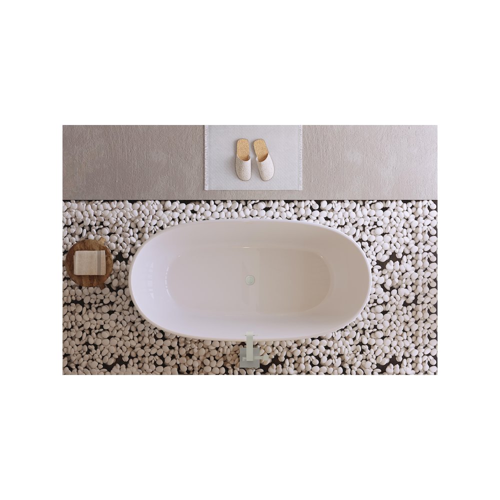 67 inch Soaking Bathtub in Glossy White with Brushed Nickel Trim. Picture 4