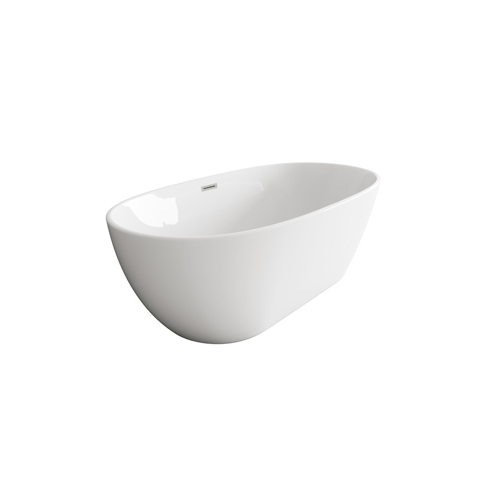 67 inch Soaking Bathtub in Glossy White with Brushed Nickel Trim. Picture 5