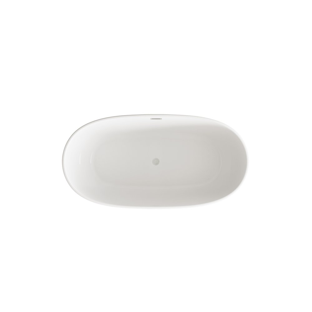 67 inch Soaking Bathtub in Glossy White with Brushed Nickel Trim. Picture 6