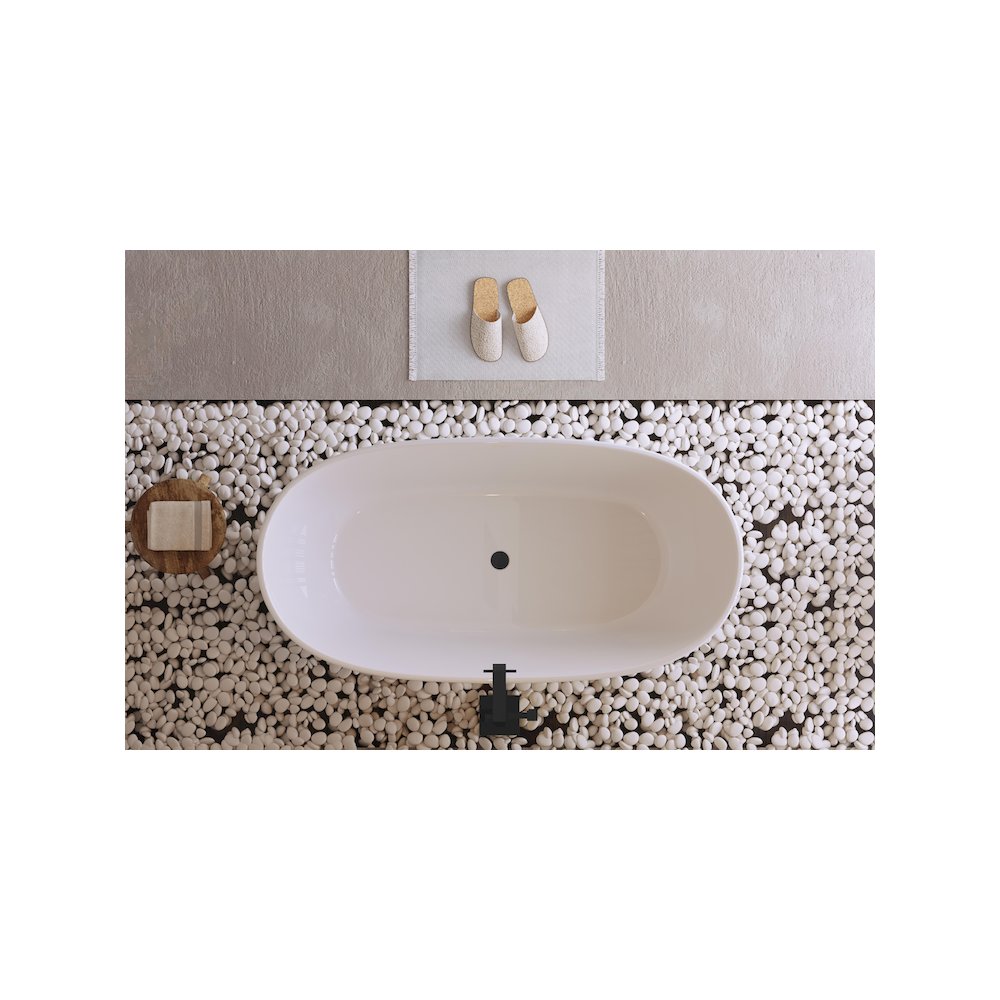 67 inch Soaking Bathtub in Glossy White with Matte Black Trim. Picture 4