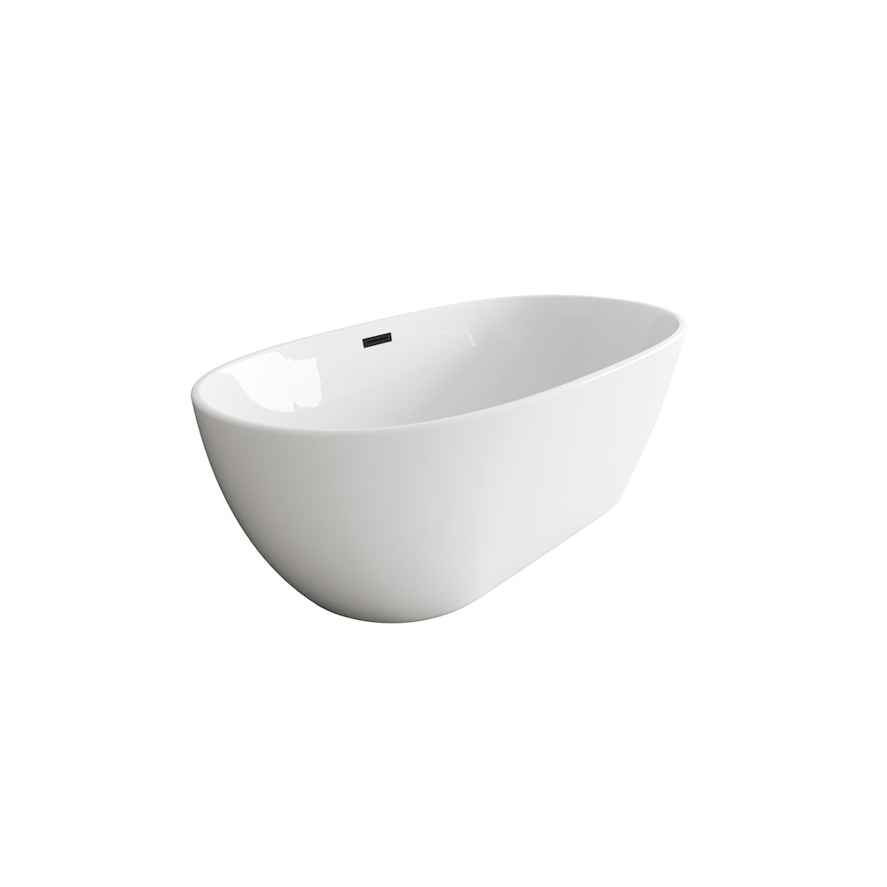 67 inch Soaking Bathtub in Glossy White with Matte Black Trim. Picture 5