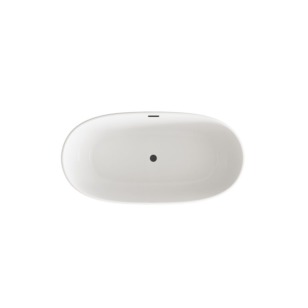 67 inch Soaking Bathtub in Glossy White with Matte Black Trim. Picture 6