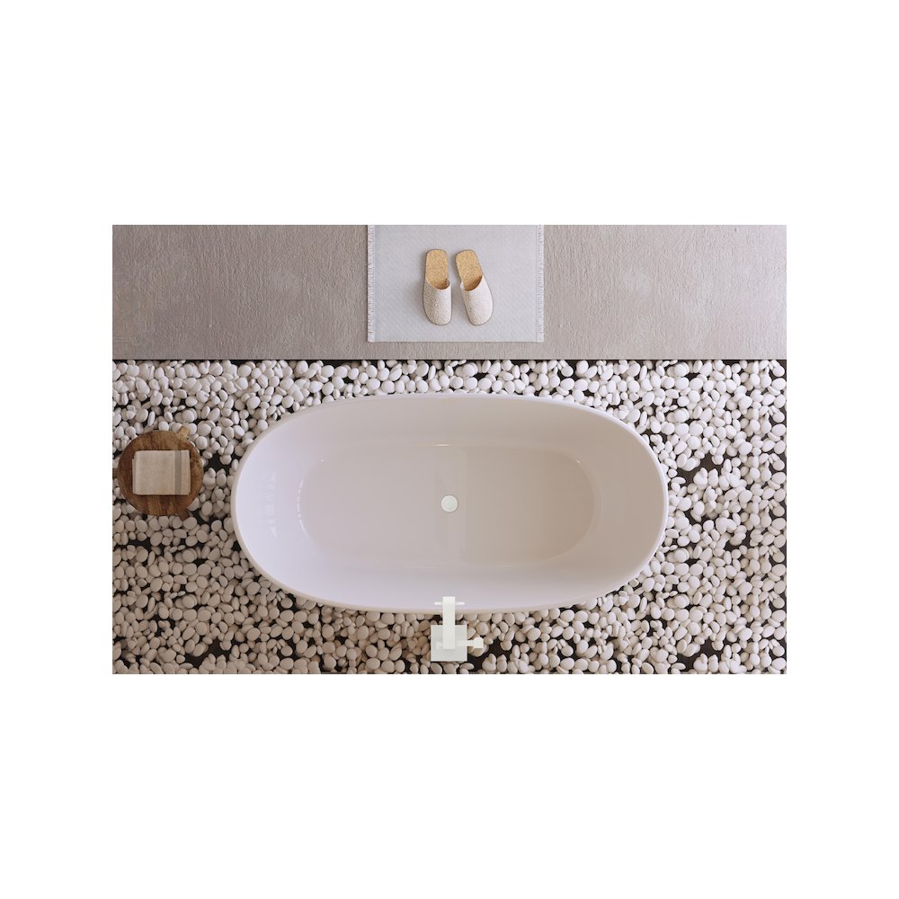 67 inch Soaking Bathtub in Glossy White with Polished White Trim. Picture 4