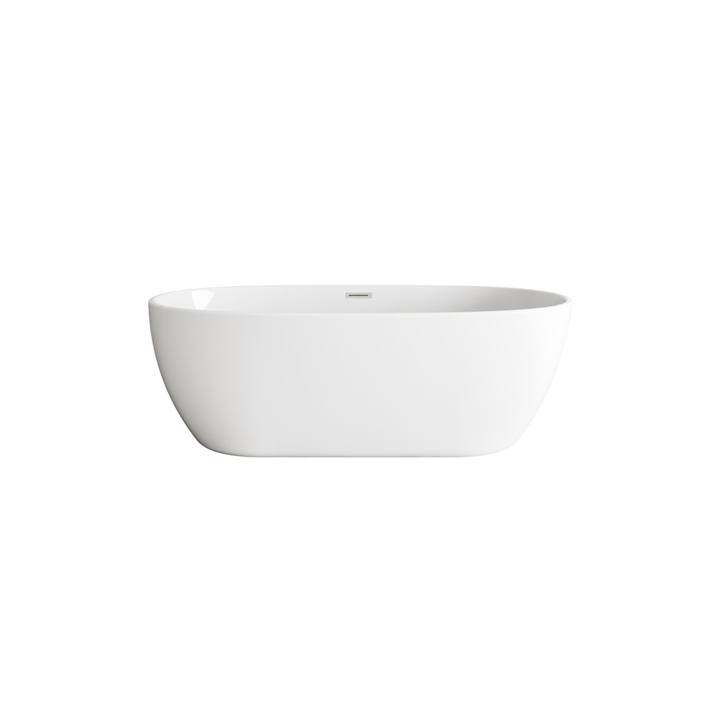 77 inch Soaking Bathtub in Glossy White with Brushed Nickel Trim. Picture 1