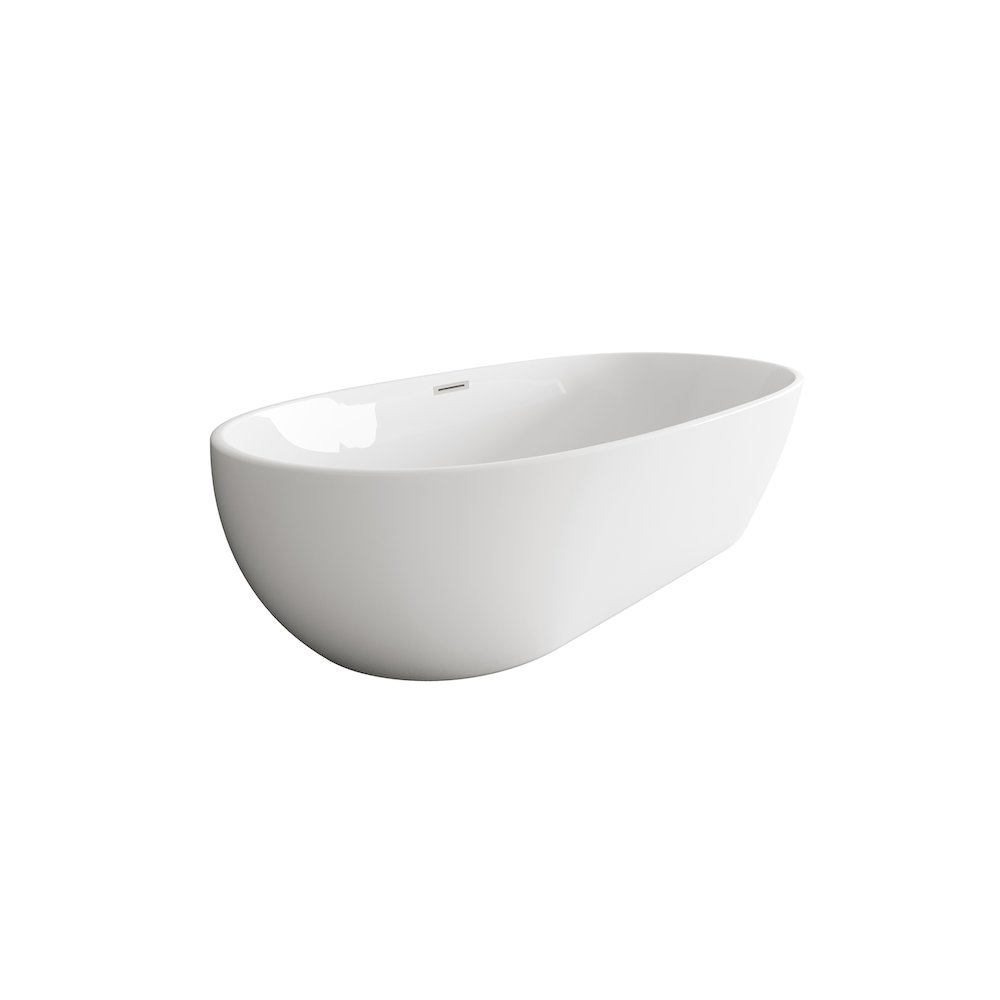 77 inch Soaking Bathtub in Glossy White with Brushed Nickel Trim. Picture 5
