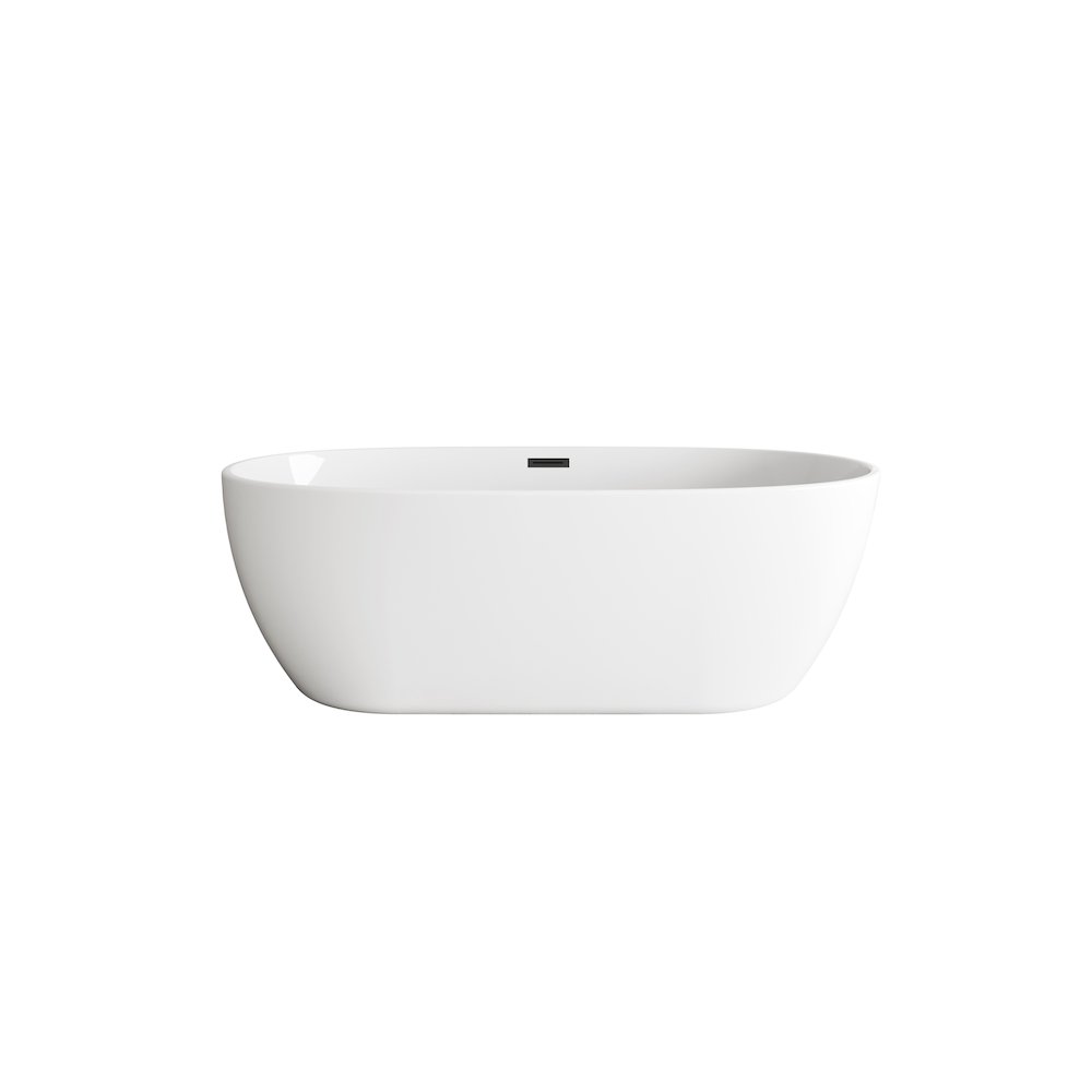 77 inch Soaking Bathtub in Glossy White with Matte Black Trim. Picture 1