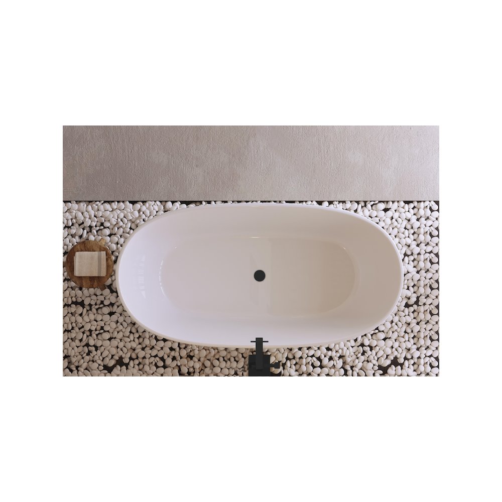 77 inch Soaking Bathtub in Glossy White with Matte Black Trim. Picture 4