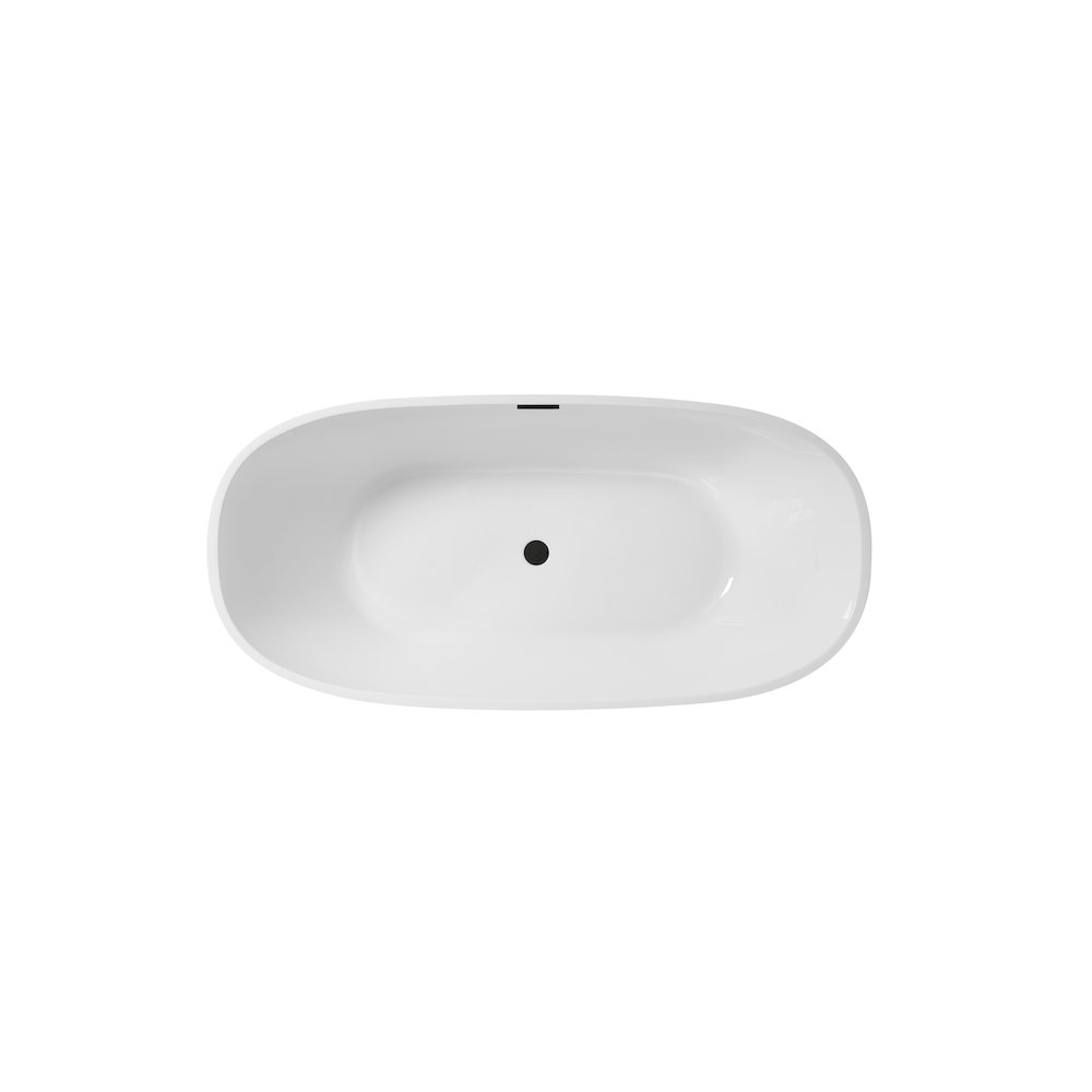77 inch Soaking Bathtub in Glossy White with Matte Black Trim. Picture 6