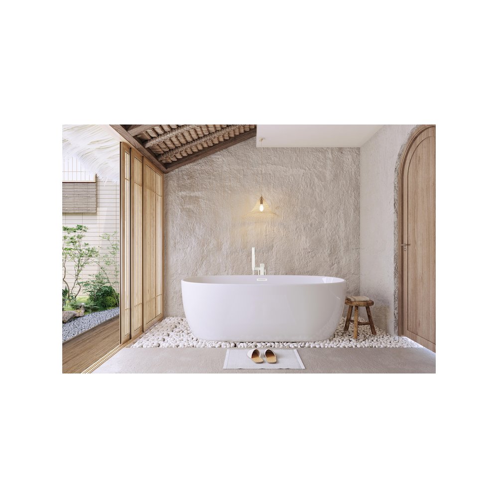 77 inch Soaking Bathtub in Glossy White with Polished White Trim. Picture 2