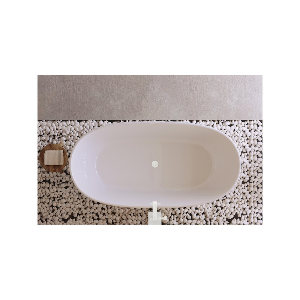 77 inch Soaking Bathtub in Glossy White with Polished White Trim. Picture 4