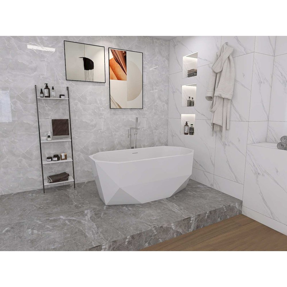 59 inch Soaking Diamond Style Bathtub in Polished Chrome. Picture 3