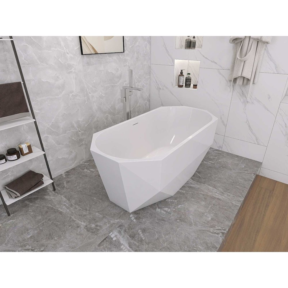 59 inch Soaking Diamond Style Bathtub in Polished Chrome. Picture 4