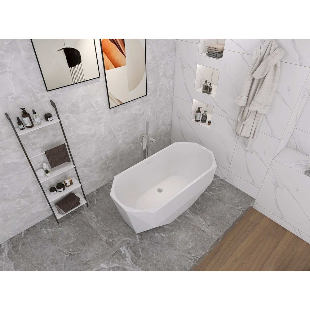 59 inch Soaking Diamond Style Bathtub in Polished Chrome. Picture 5