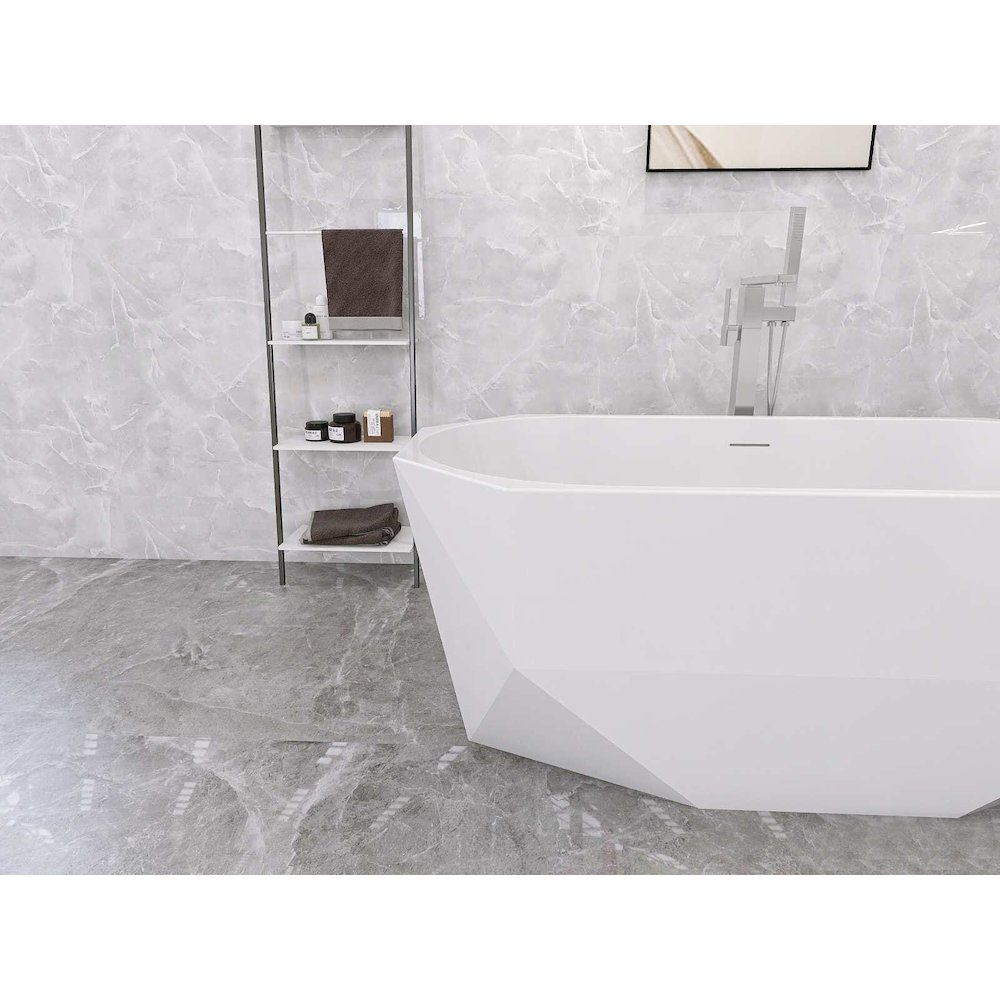 59 inch Soaking Diamond Style Bathtub in Polished Chrome. Picture 6
