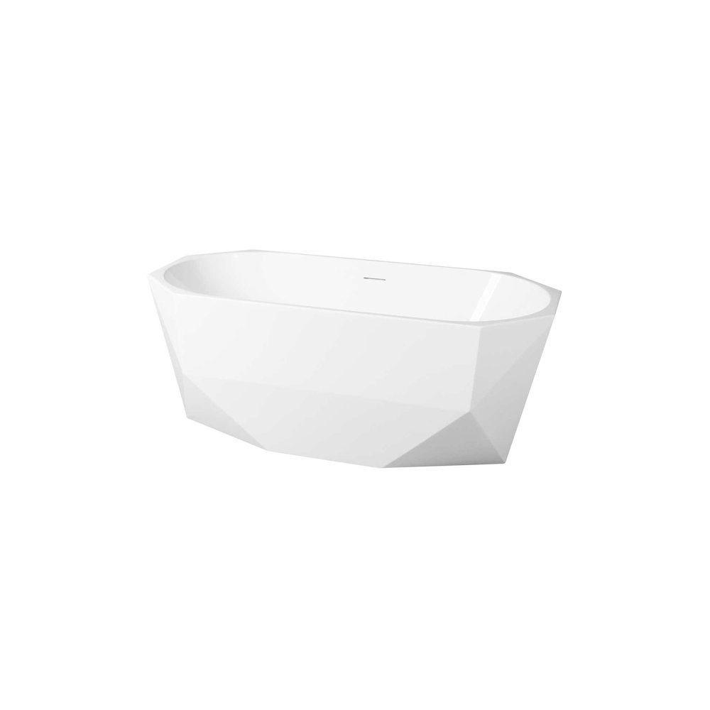 59 inch Soaking Diamond Style Bathtub in Polished Chrome. Picture 7