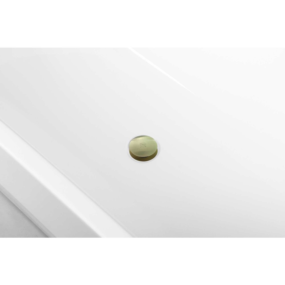 67 inch Soaking diamond style bathtub in glossy white and brushed gold. Picture 12