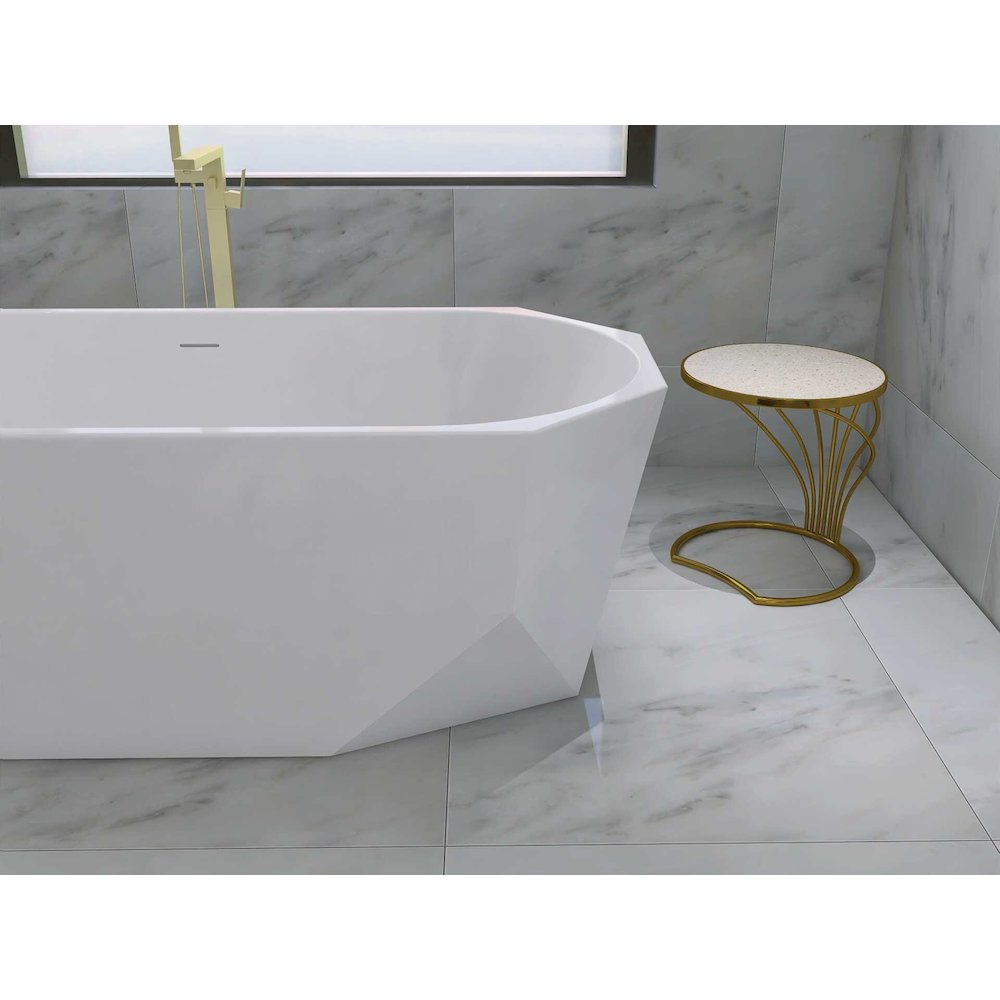 67 inch Soaking diamond style bathtub in glossy white and brushed gold. Picture 8