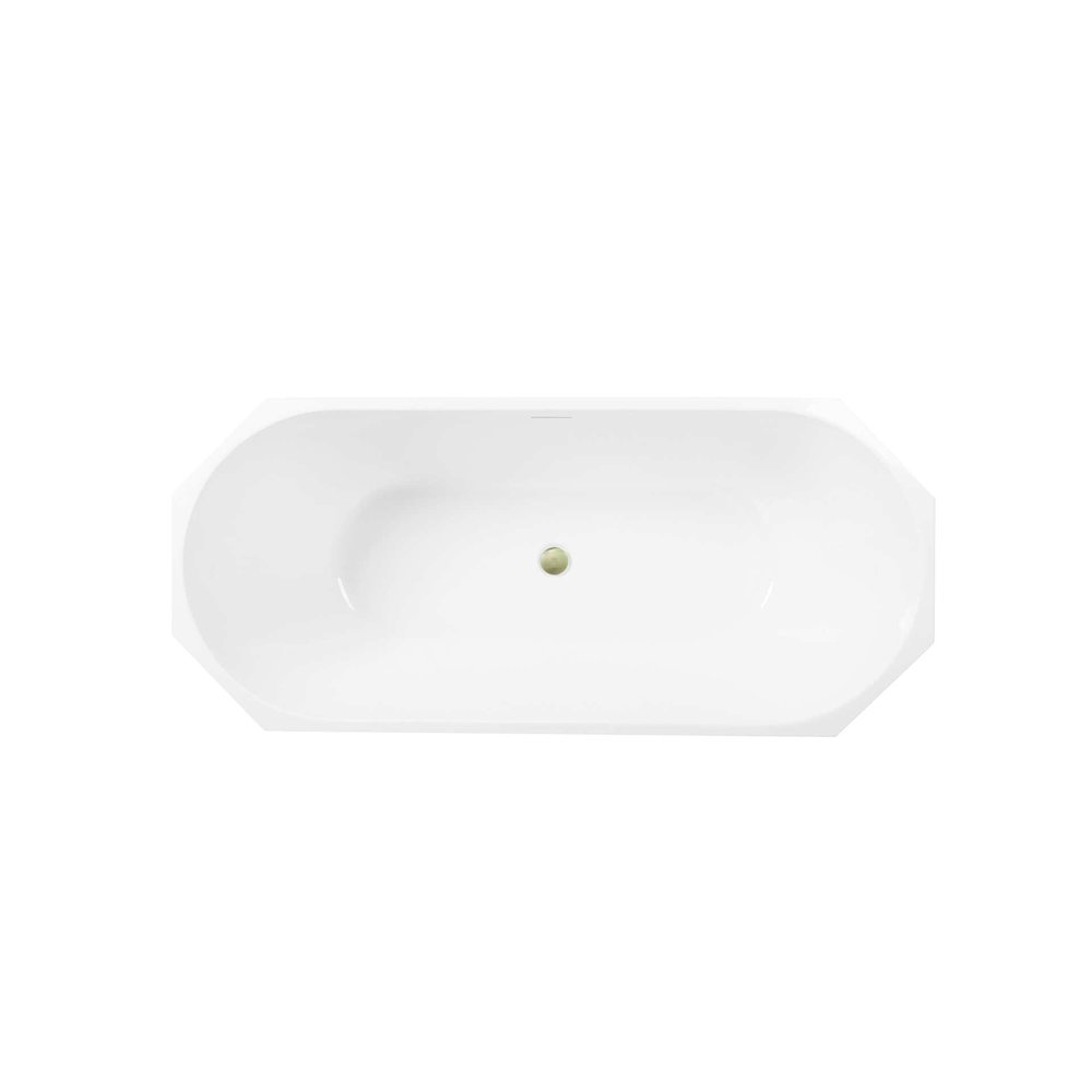 67 inch Soaking diamond style bathtub in glossy white and brushed gold. Picture 2