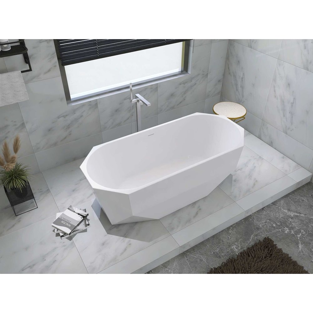 67 inch Soaking diamond style bathtub in glossy white and brushed nickel. Picture 6