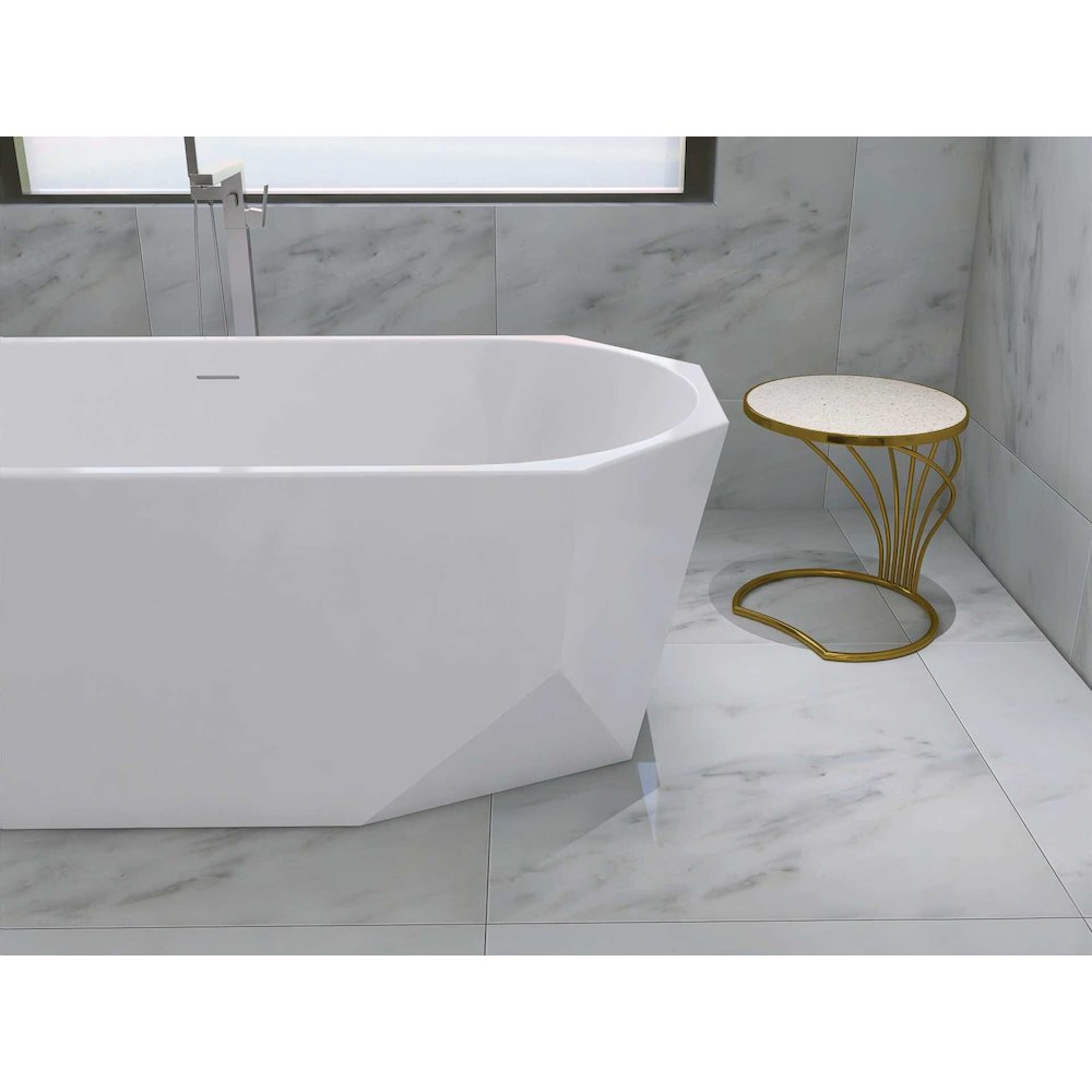 67 inch Soaking diamond style bathtub in glossy white and brushed nickel. Picture 8
